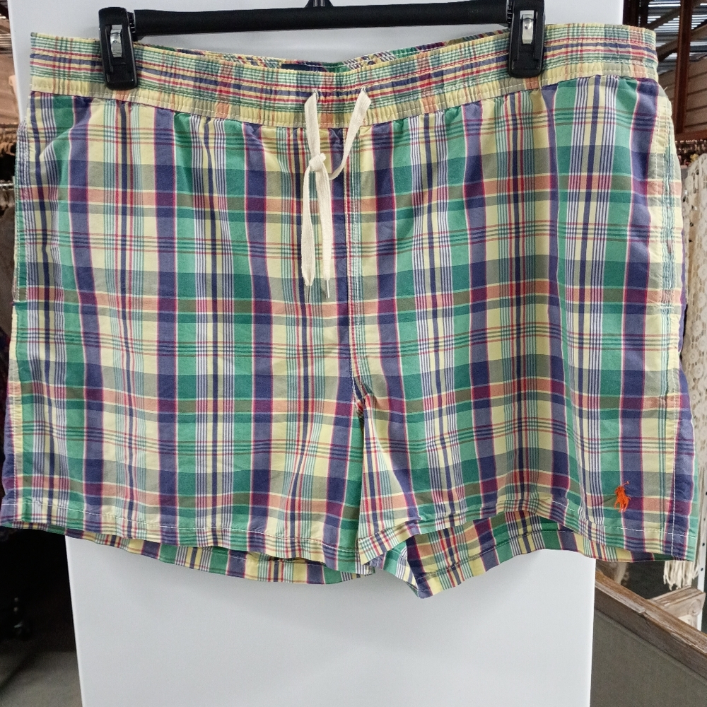 Polo By Ralph Lauren Plaid Swim Shorts with Drawstring